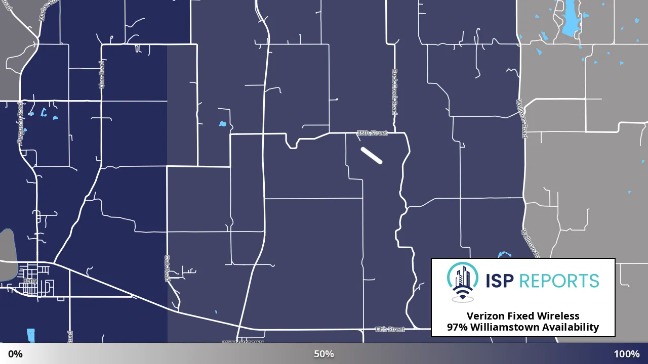 Williamstown, KS map of internet availability
