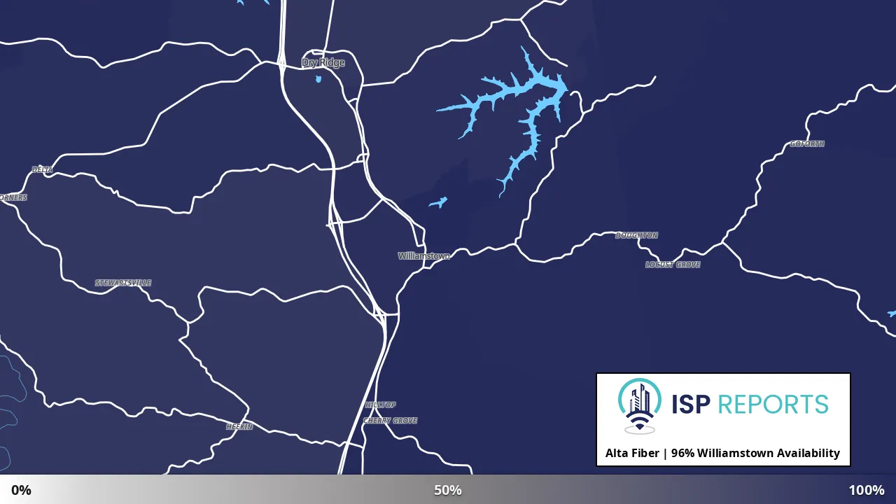 Williamstown, KY map of internet availability