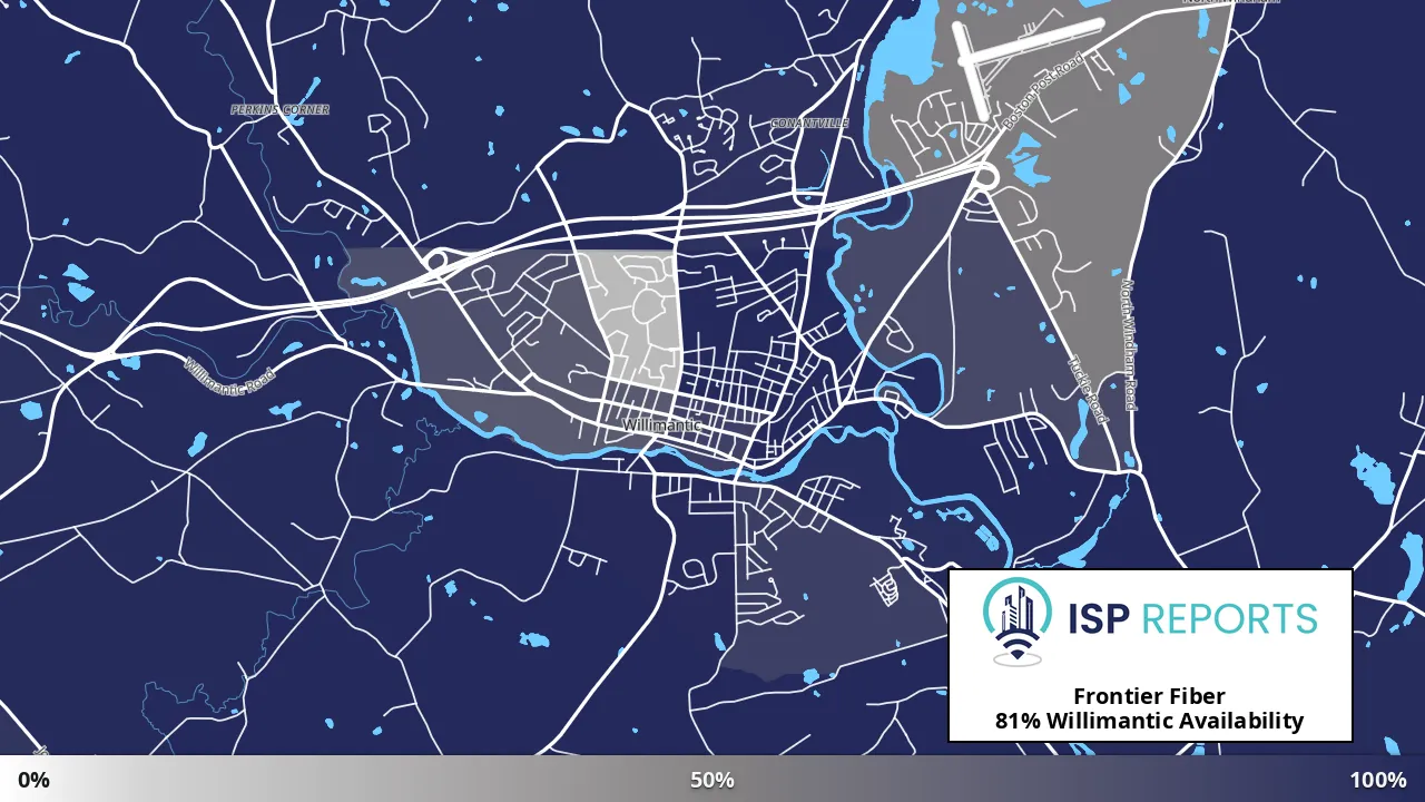 Willimantic, CT map of internet availability