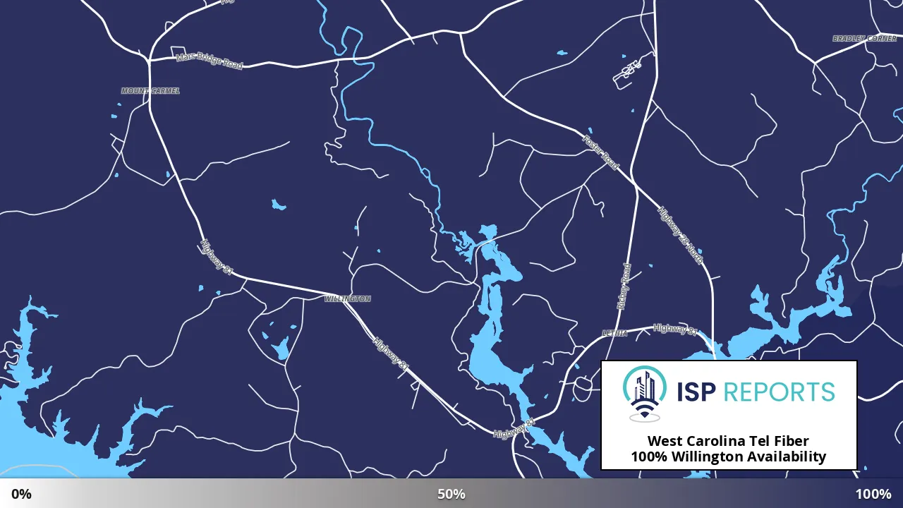 Willington, SC map of internet availability