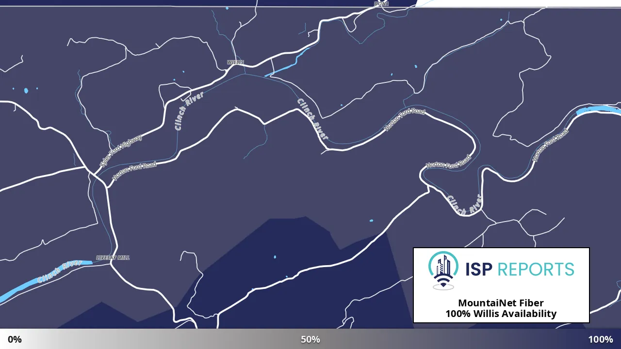 Willis, TN map of internet availability