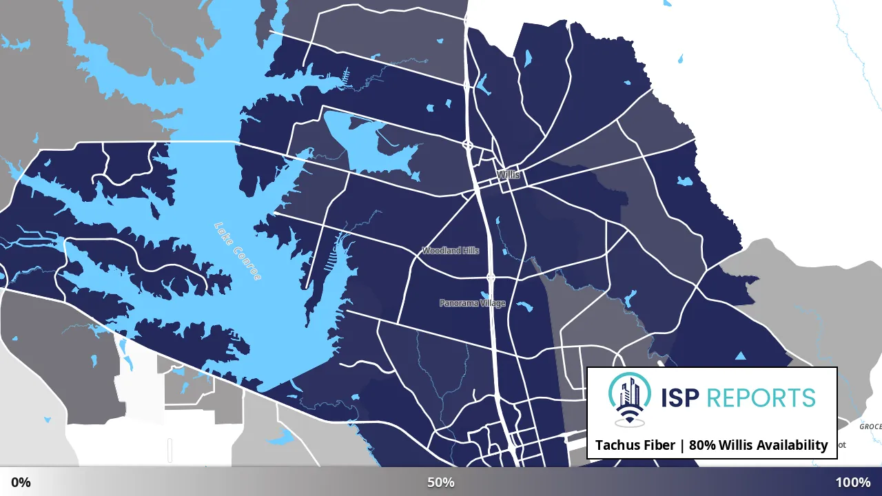 Willis, TX map of internet availability