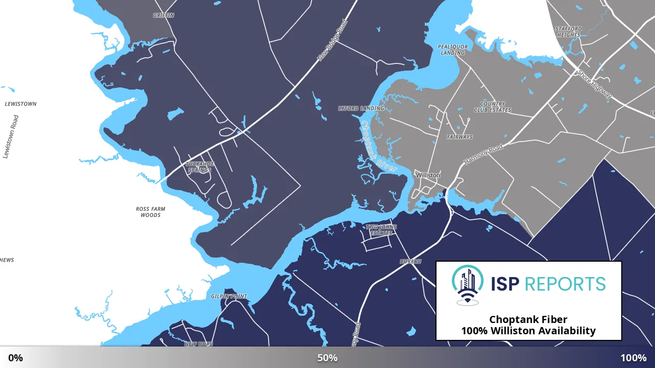 Williston, MD map of internet availability
