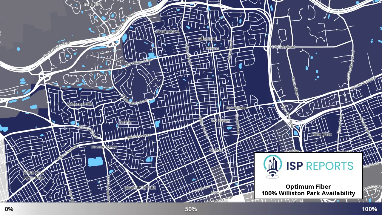 Williston Park, NY map of internet availability