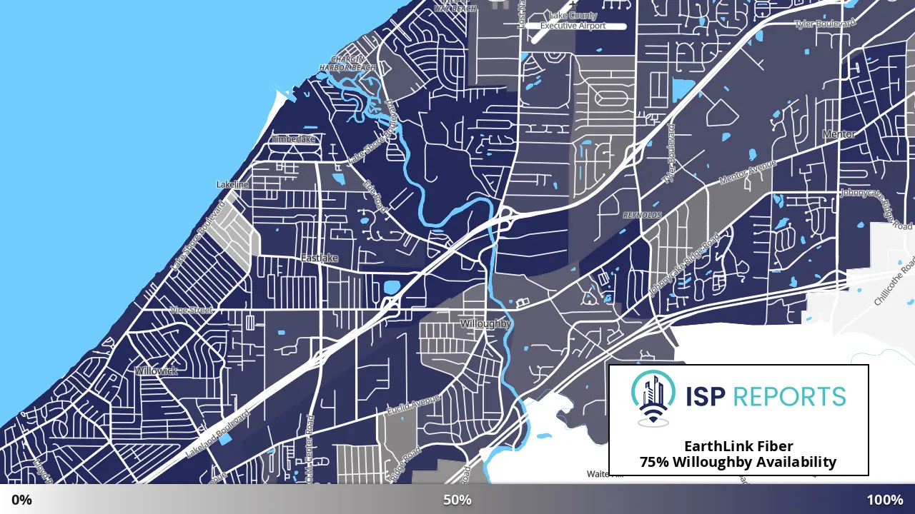 Willoughby, OH map of internet availability