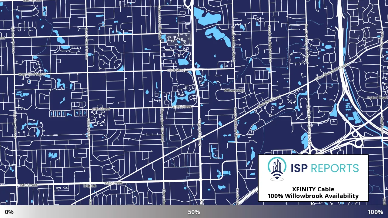 Willowbrook, IL map of internet availability