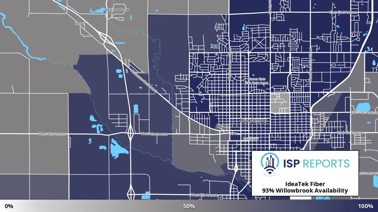 Willowbrook, KS map of internet availability