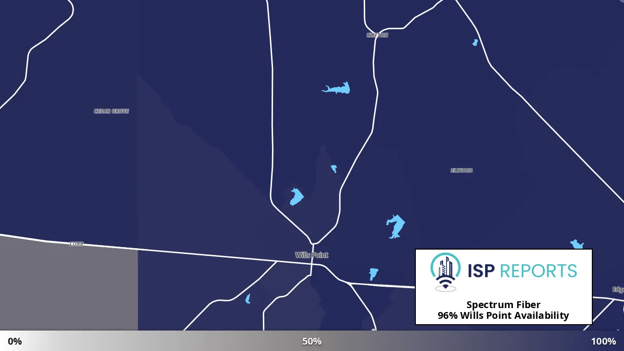 Wills Point, TX map of internet availability
