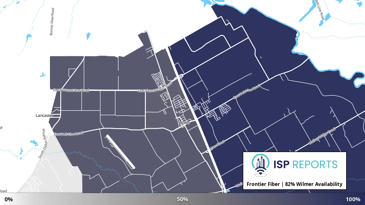 Wilmer, TX map of internet availability