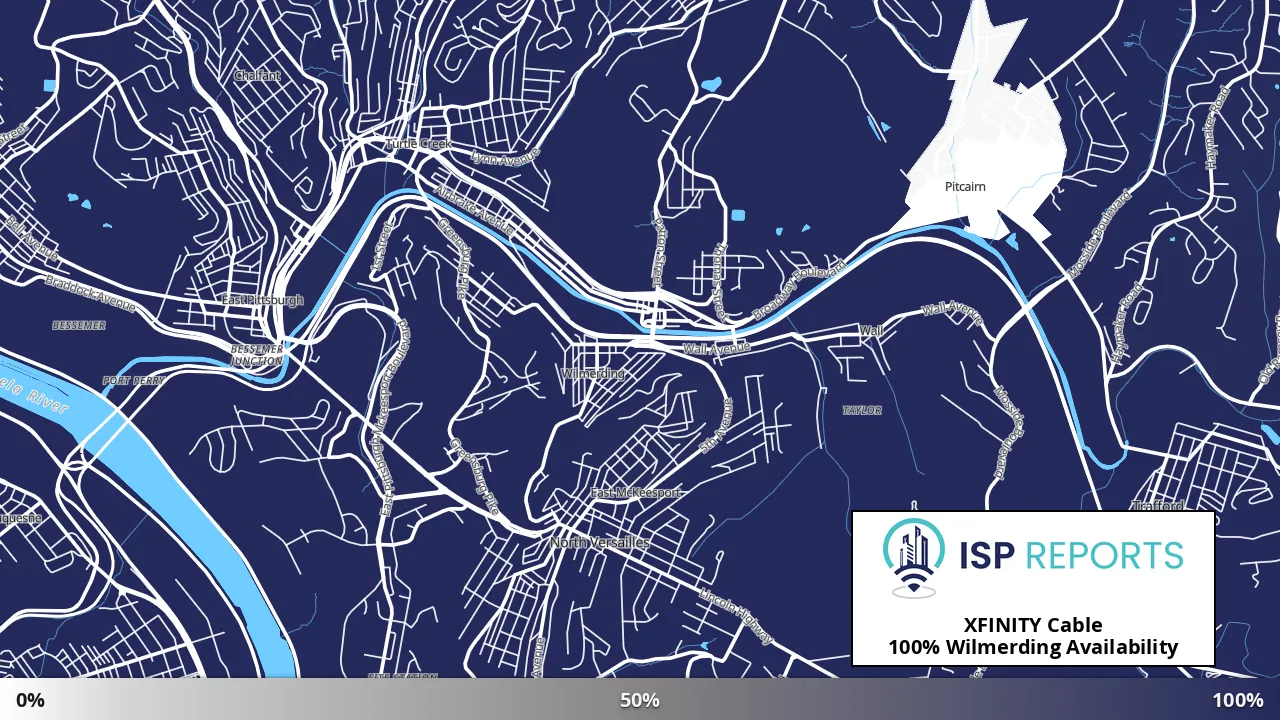 Wilmerding, PA map of internet availability