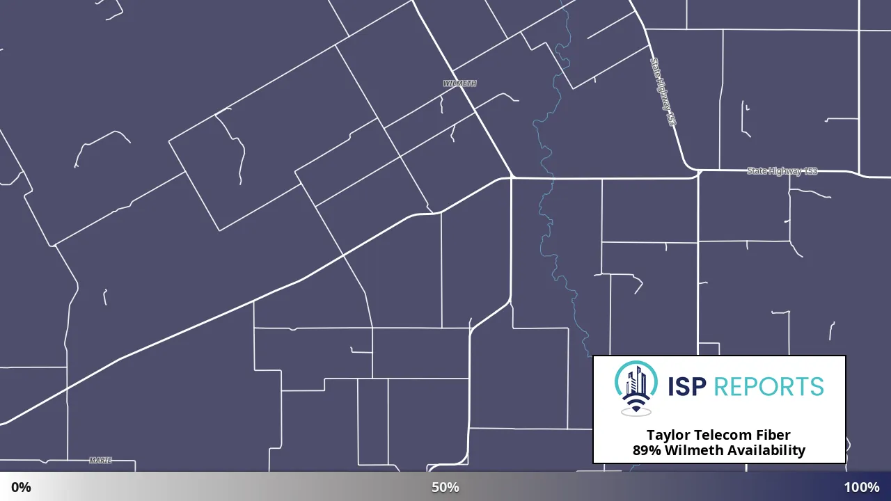 Wilmeth, TX map of internet availability