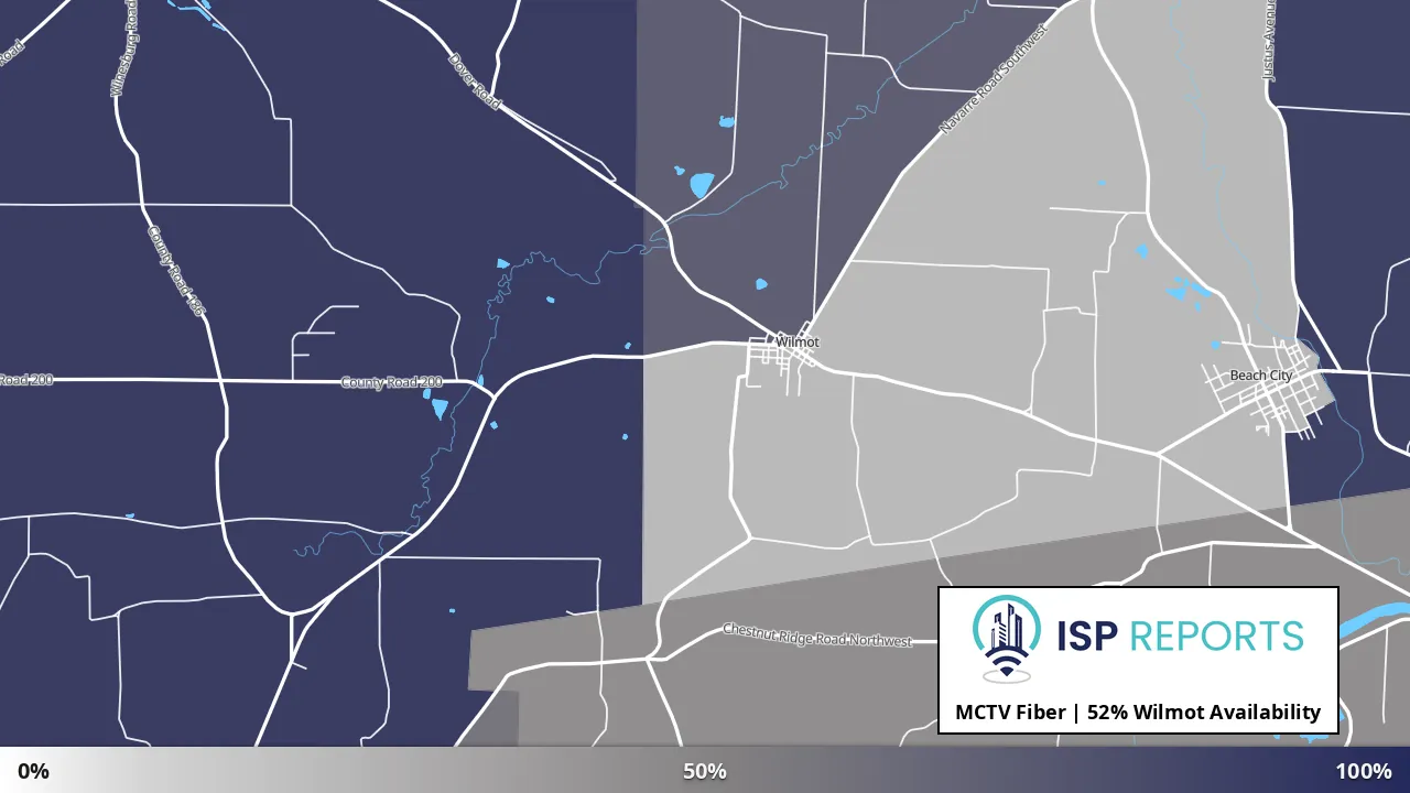 Wilmot, OH map of internet availability