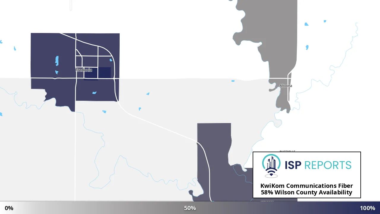 Wilson County, KS map of internet availability