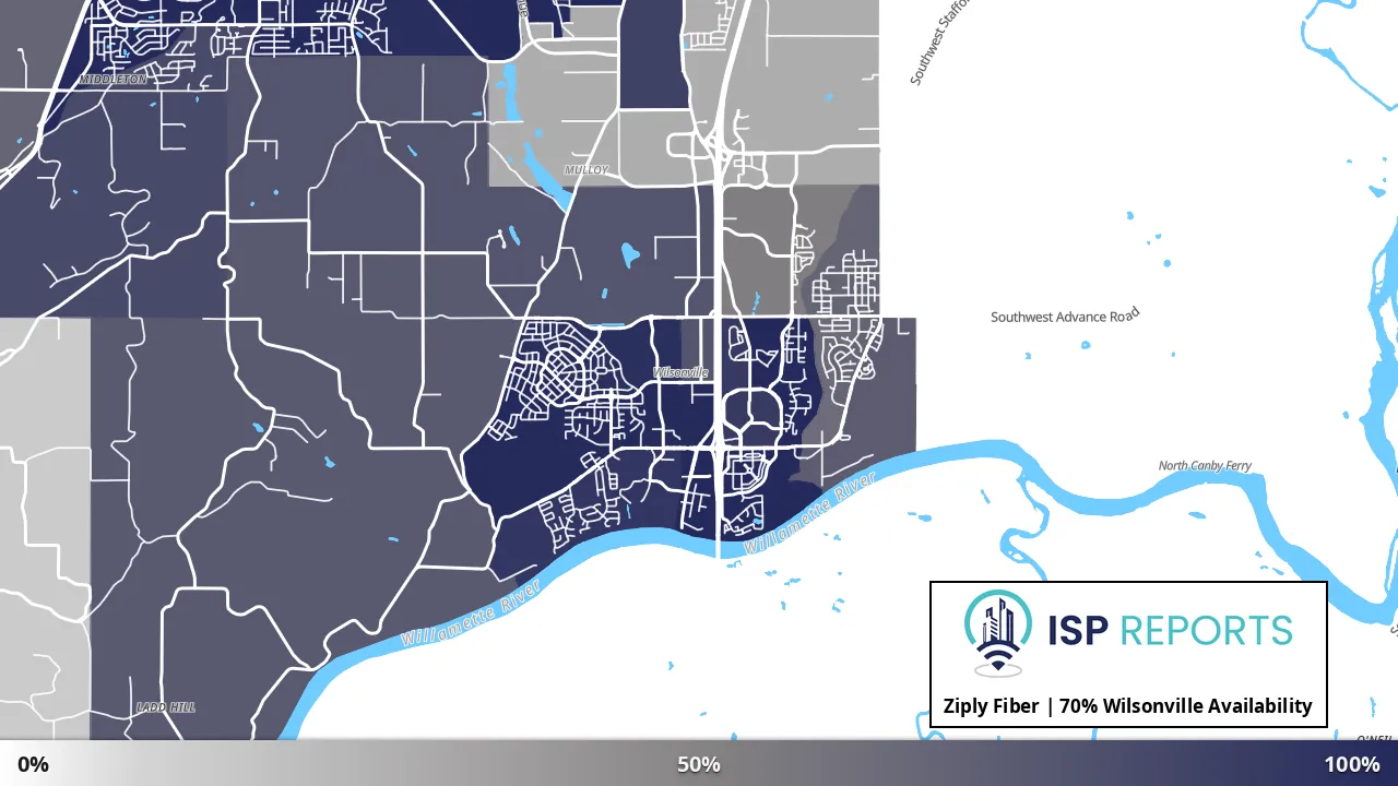 Wilsonville, OR map of internet availability