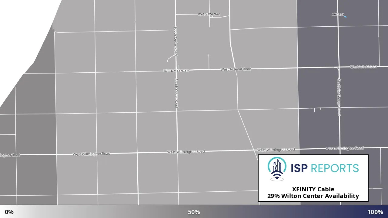 Wilton Center, IL map of internet availability