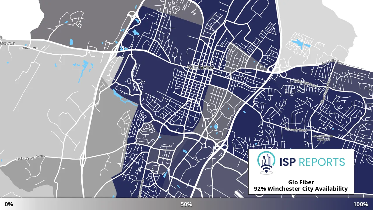 Winchester City, VA map of internet availability