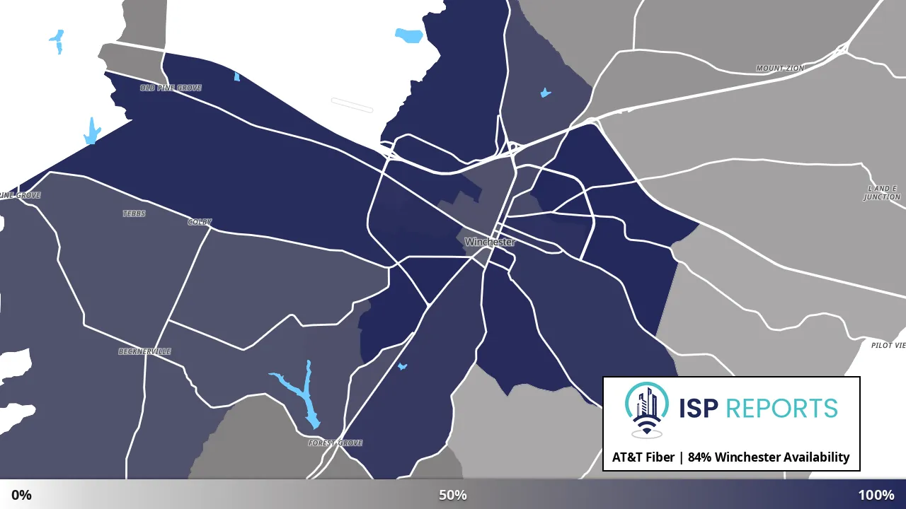 Winchester, KY map of internet availability