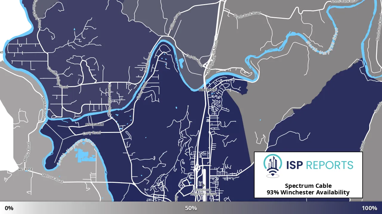 Winchester, OR map of internet availability