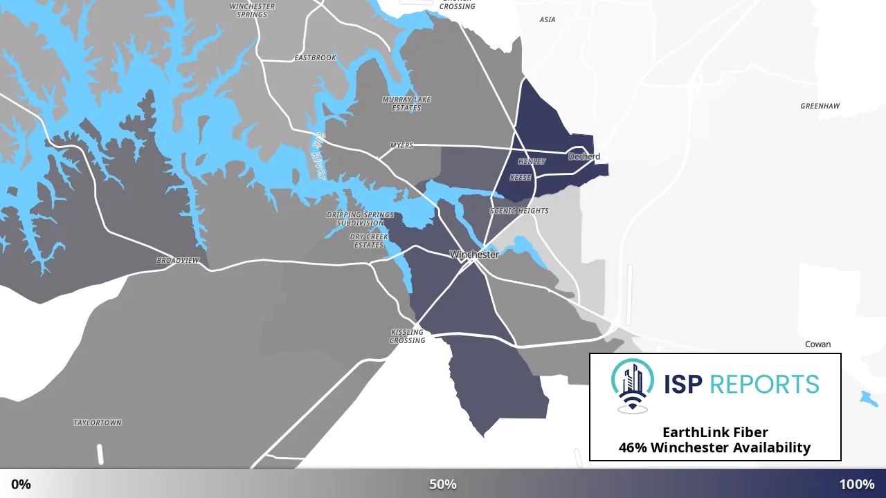 Winchester, TN map of internet availability