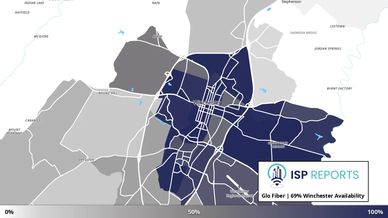 Winchester, VA map of internet availability