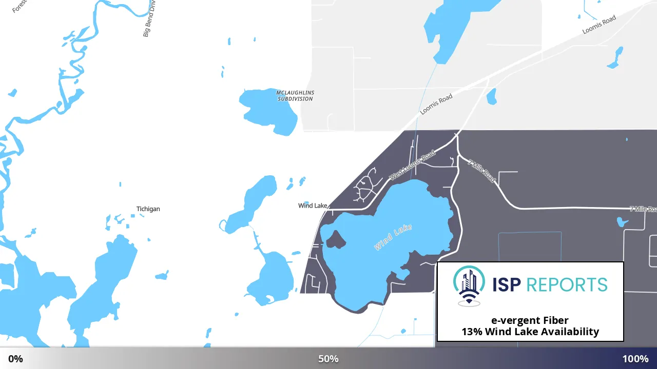 Wind Lake, WI map of internet availability