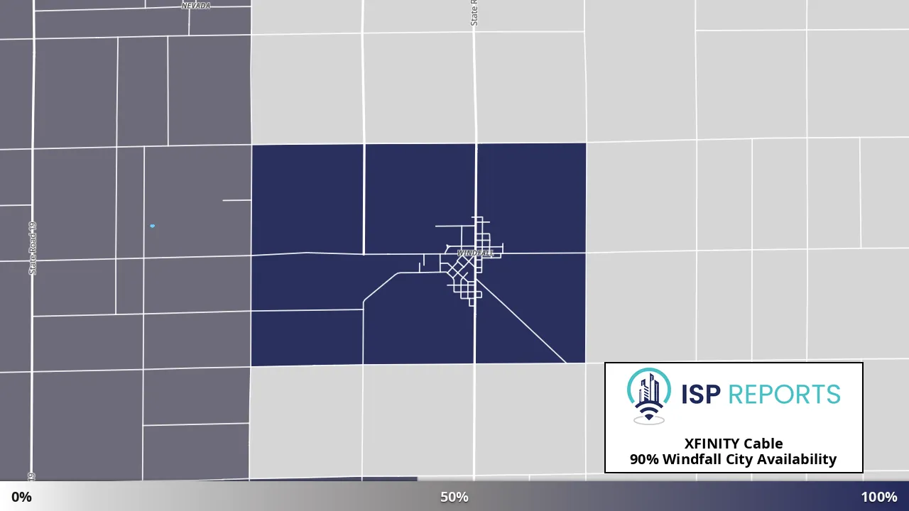 Windfall City, IN map of internet availability