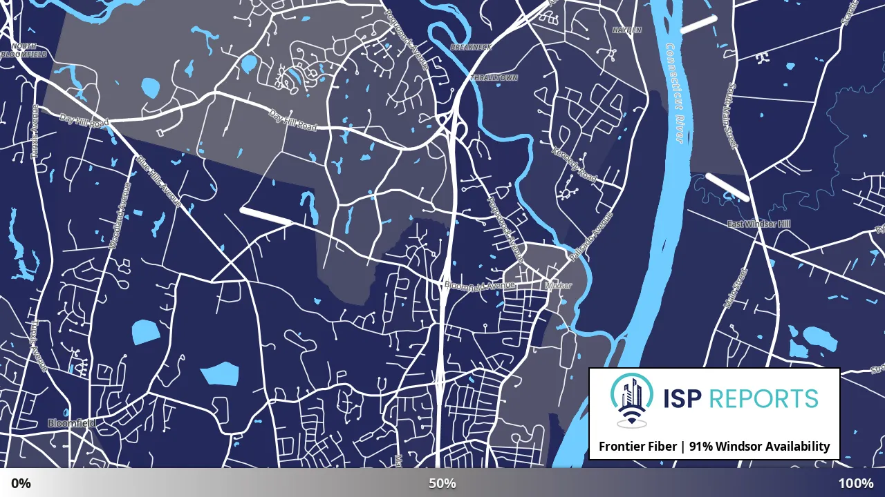 Windsor, CT map of internet availability