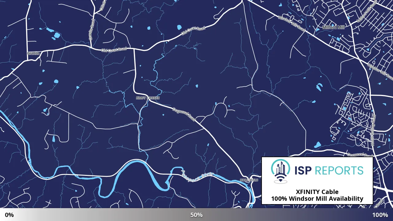 Windsor Mill, MD map of internet availability