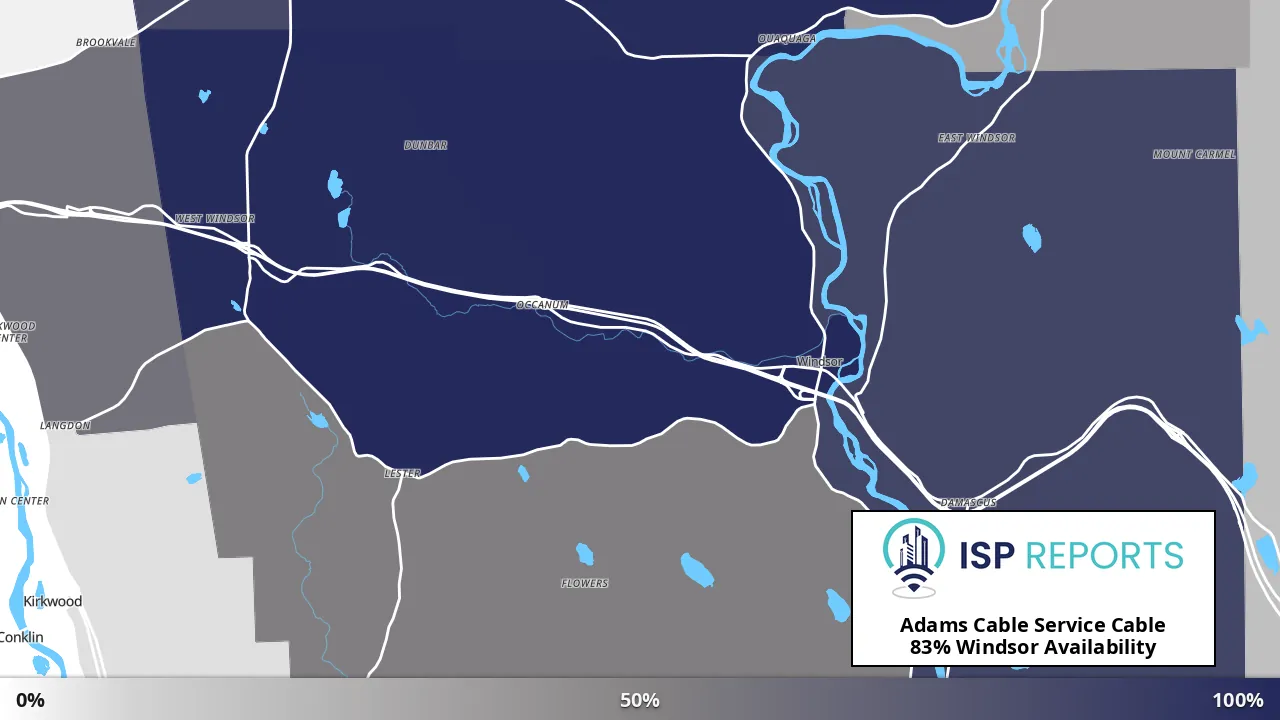 Windsor, NY map of internet availability