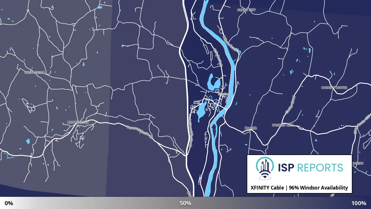 Windsor, VT map of internet availability