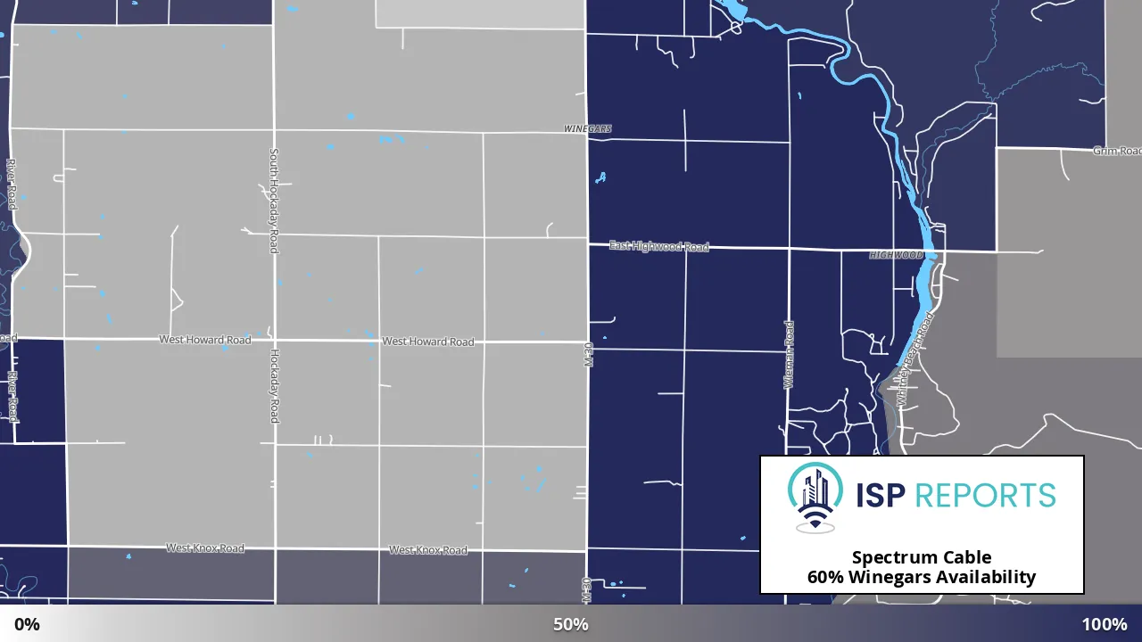 Winegars, MI map of internet availability