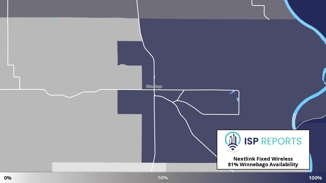 Winnebago, NE map of internet availability