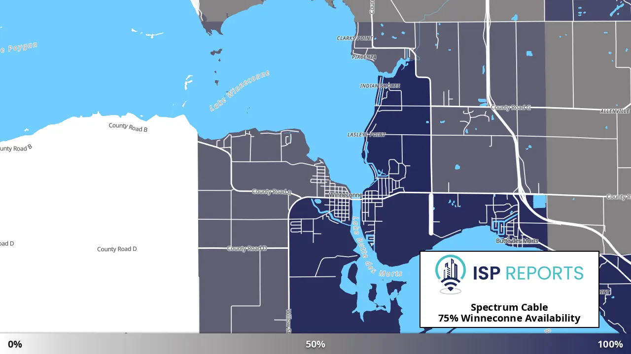 Winneconne, WI map of internet availability