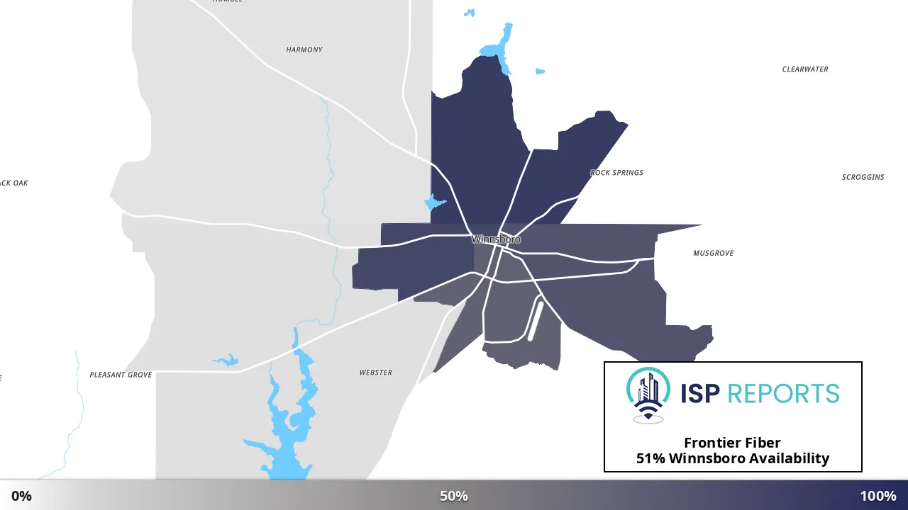 Winnsboro, TX map of internet availability