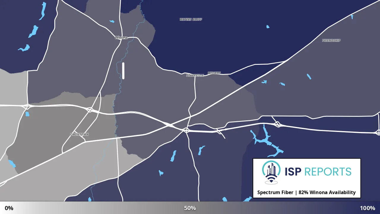 Winona, TX map of internet availability