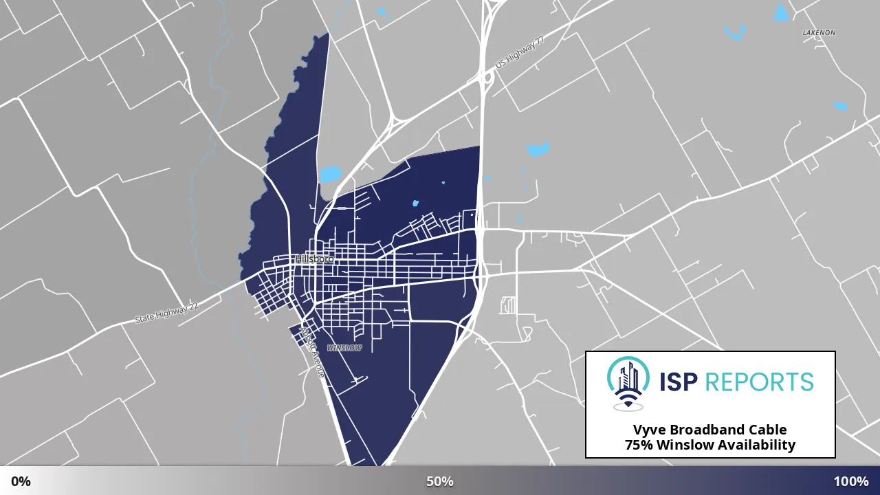 Winslow, TX map of internet availability
