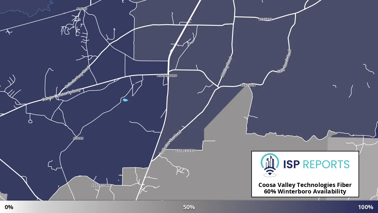Winterboro, AL map of internet availability