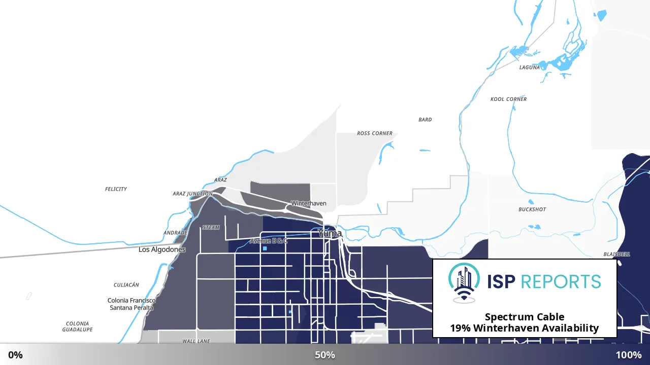 Winterhaven, CA map of internet availability