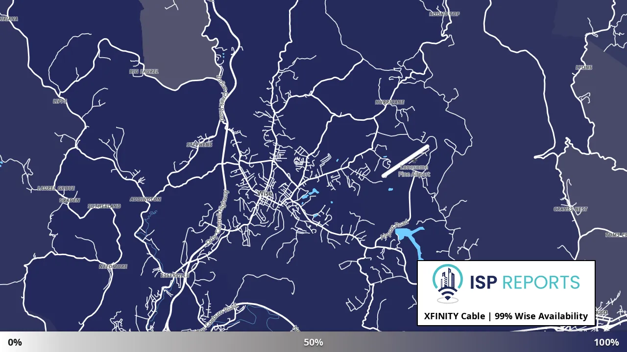 Wise, VA map of internet availability
