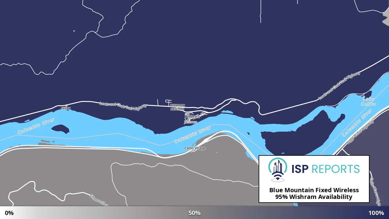 Wishram, WA map of internet availability
