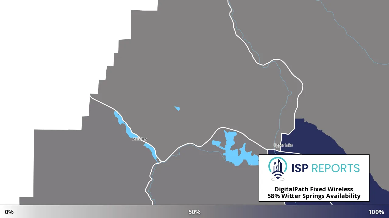 Witter Springs, CA map of internet availability