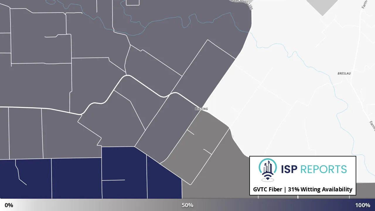 Witting, TX map of internet availability