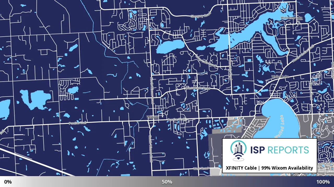 Wixom, MI map of internet availability