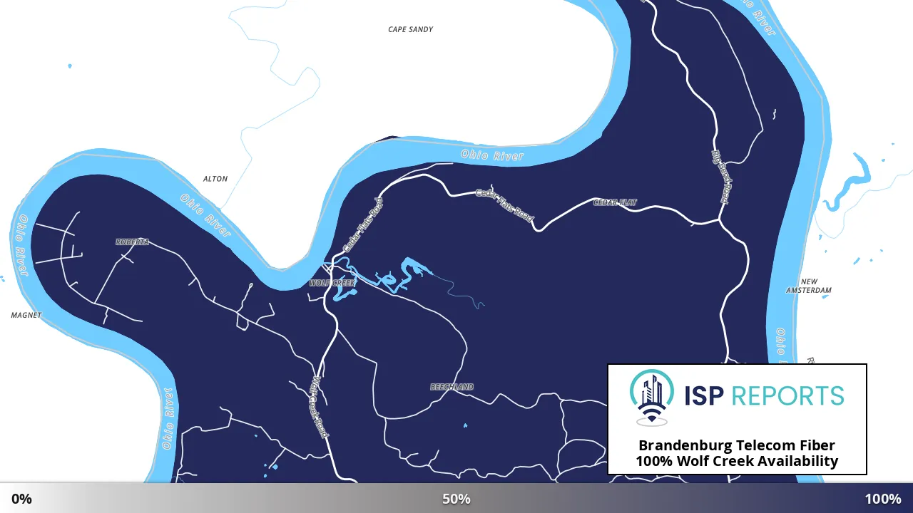 Wolf Creek, KY map of internet availability