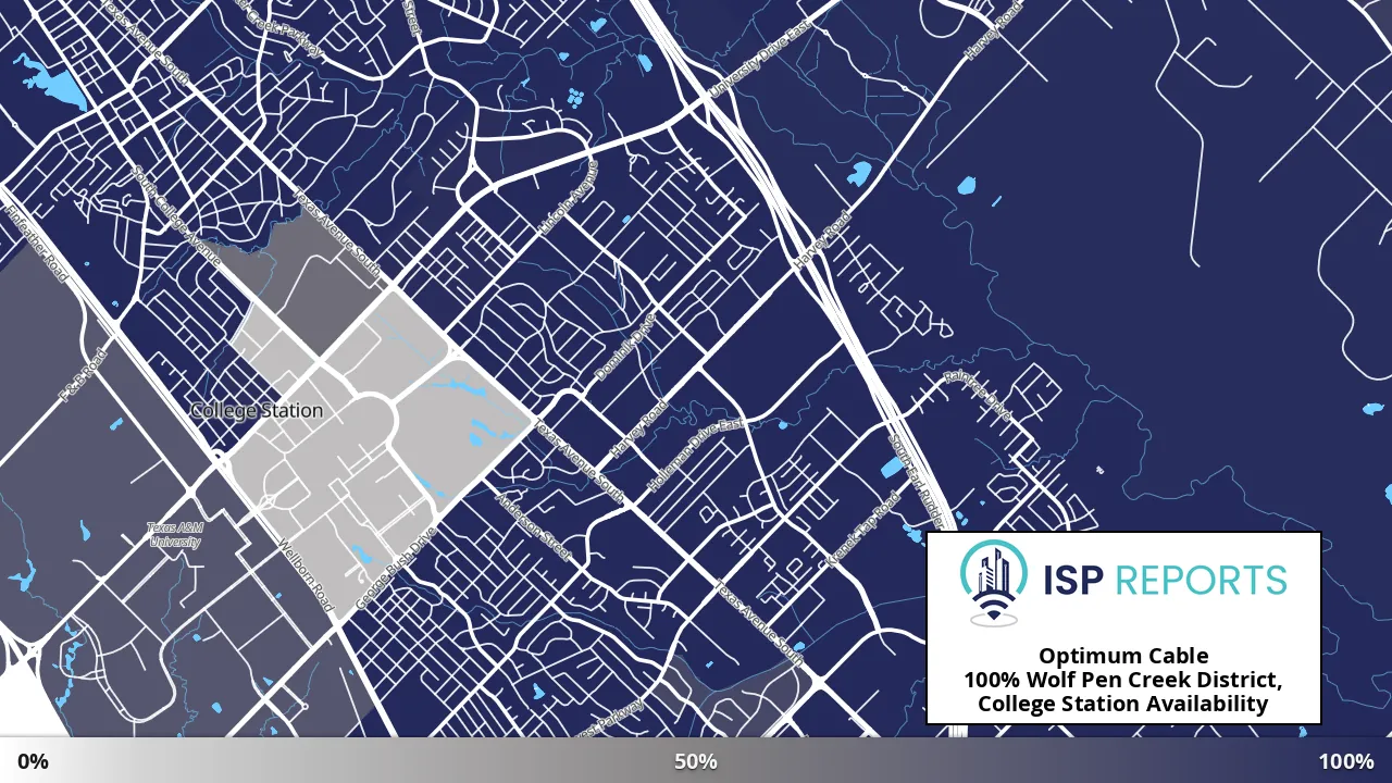 Wolf Pen Creek District, College Station, TX map of internet availability