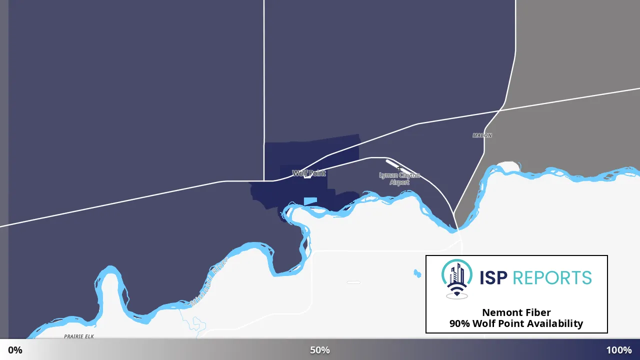 Wolf Point, MT map of internet availability