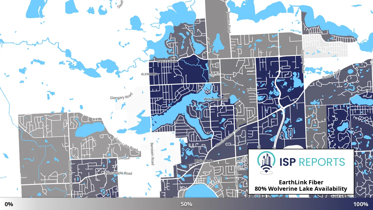Wolverine Lake, MI map of internet availability