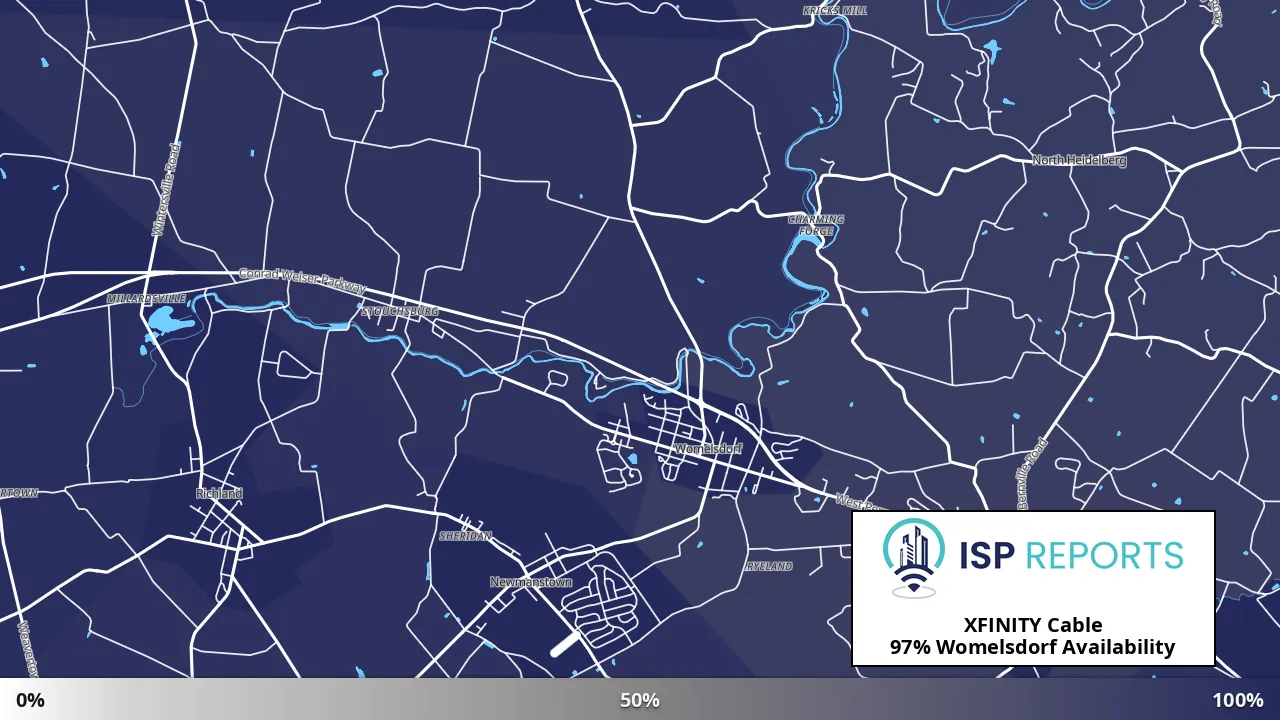 Womelsdorf, PA map of internet availability