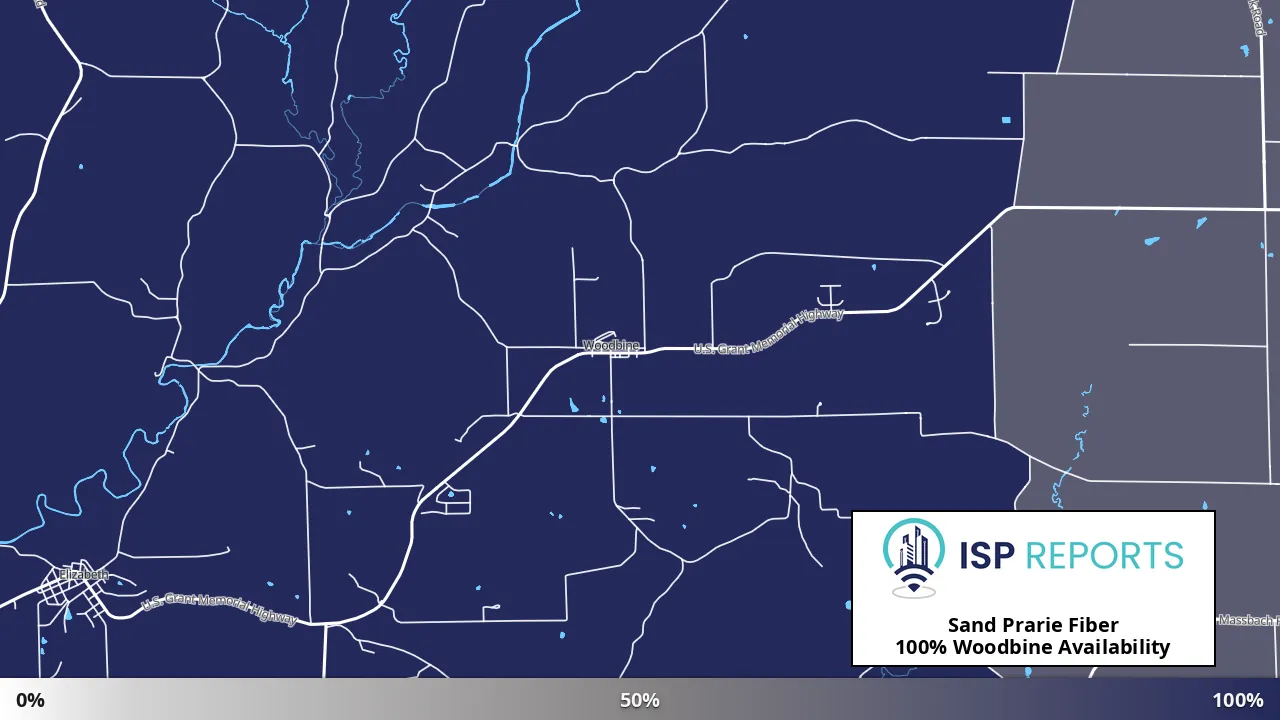Woodbine, IL map of internet availability
