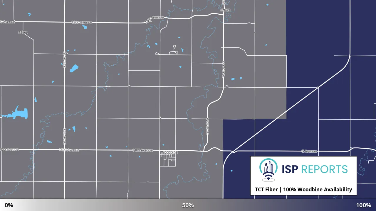 Woodbine, KS map of internet availability